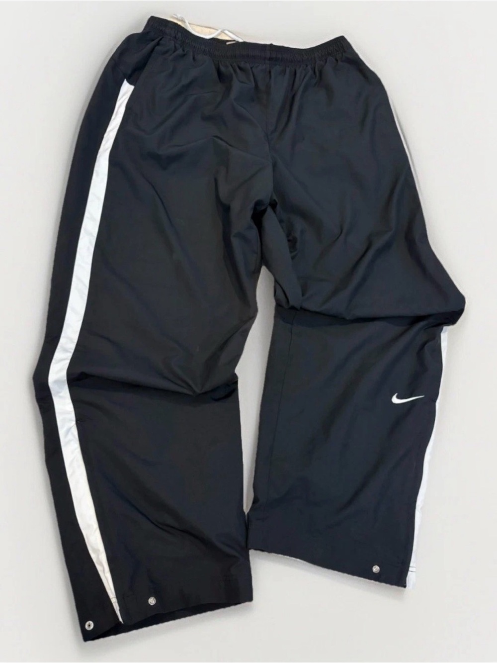 Y2K Vintage Nike Track Pants Baggy Size 2XL Snap Ankles Zipper Sides Swoosh